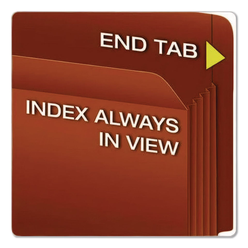 Heavy-Duty End Tab File Pockets, 5.25" Expansion, Legal Size, Red Fiber, 10/Box