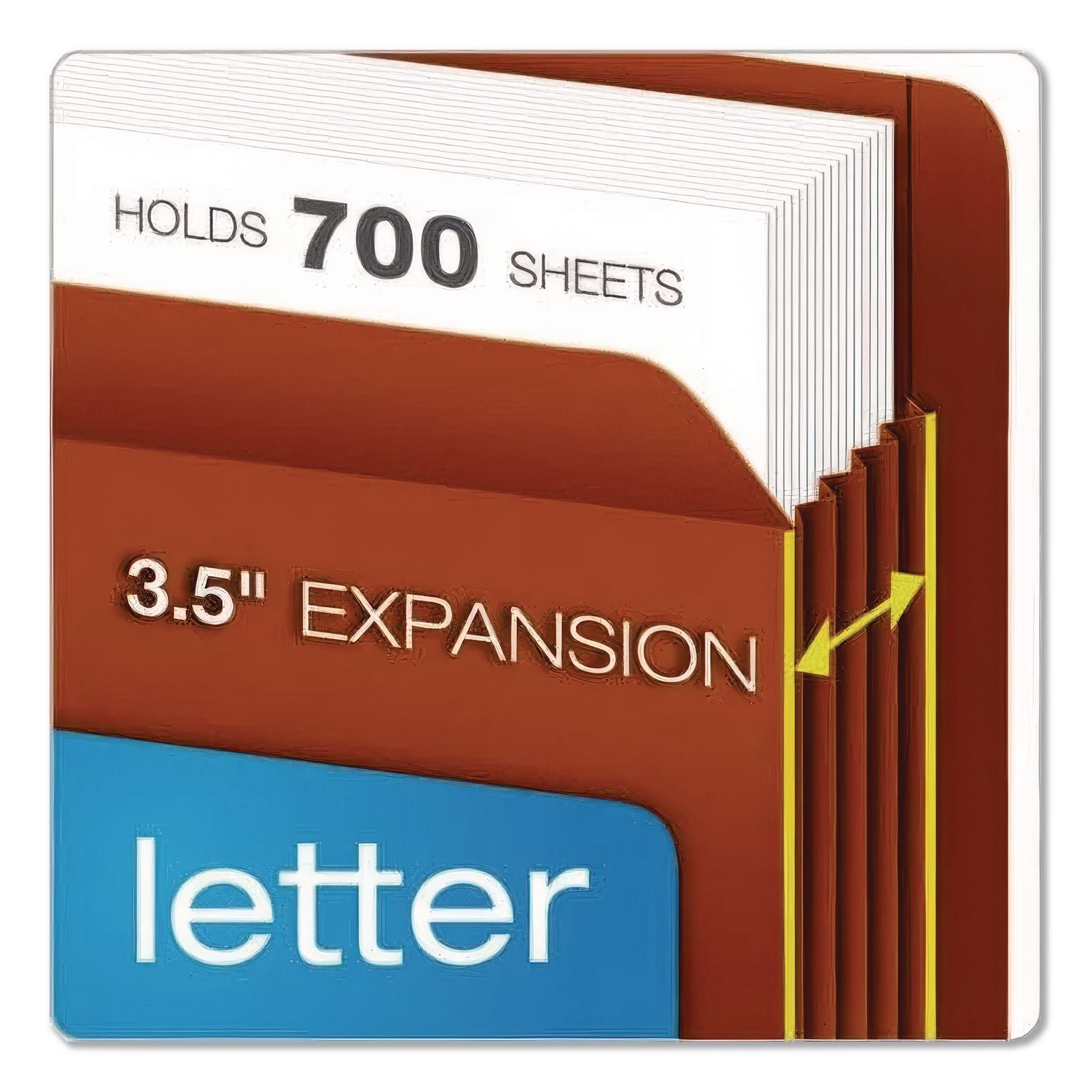 Heavy-Duty End Tab File Pockets, 5.25" Expansion, Legal Size, Red Fiber, 10/Box