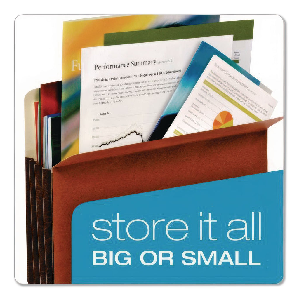 File Cabinet Pockets, 3.5" Expansion, Legal Size, Redrope, 10/Box