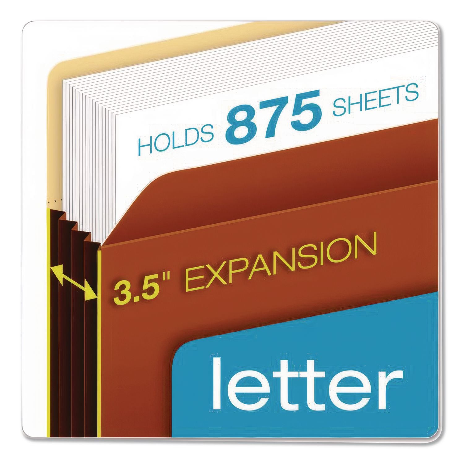 File Cabinet Pockets, 3.5" Expansion, Legal Size, Redrope, 10/Box