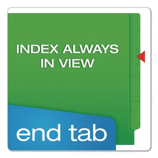 Colored End Tab Folders with Reinforced Double-Ply Straight Cut Tabs, Letter Size, 0.75" Expansion, Green, 100/Box