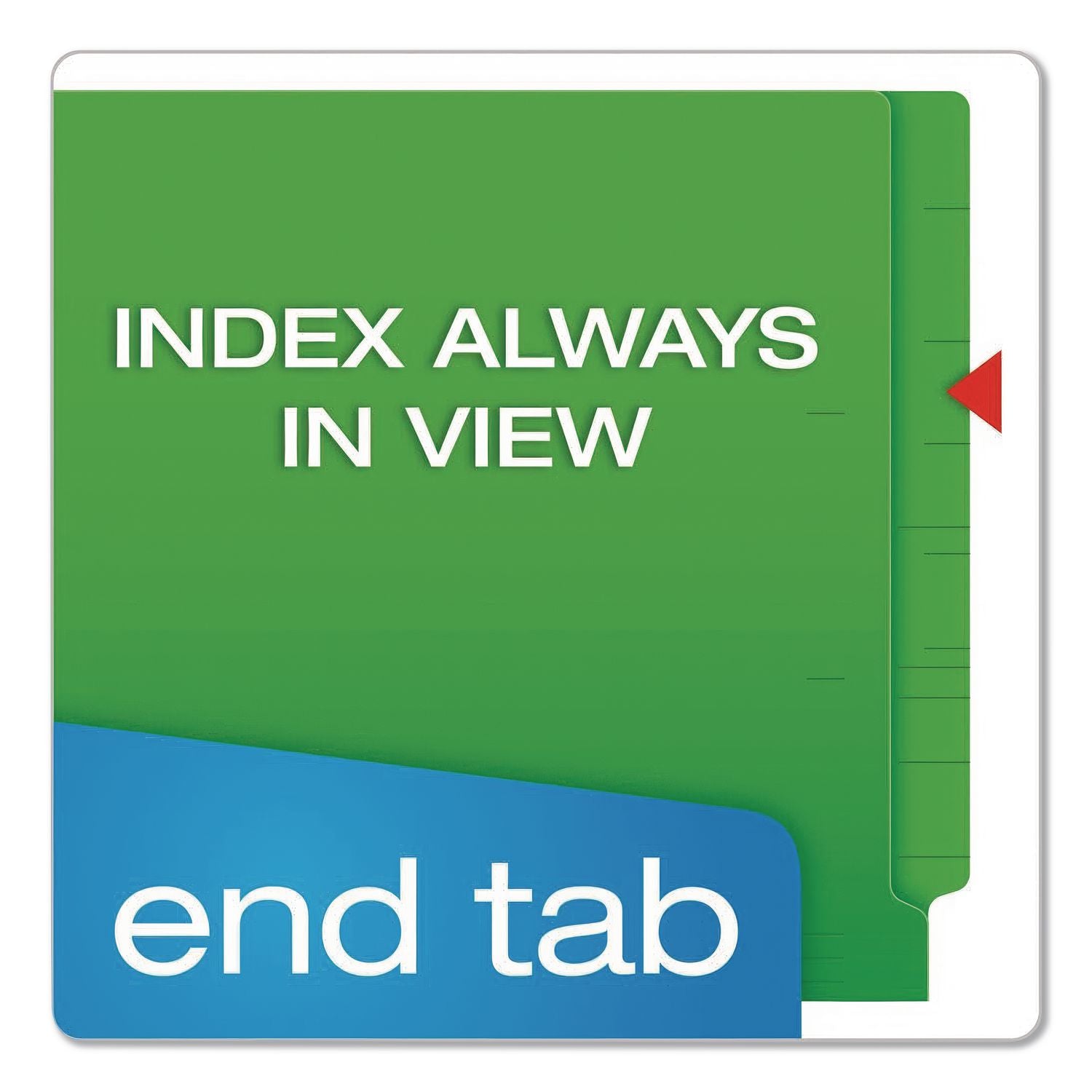Colored End Tab Folders with Reinforced Double-Ply Straight Cut Tabs, Letter Size, 0.75" Expansion, Green, 100/Box
