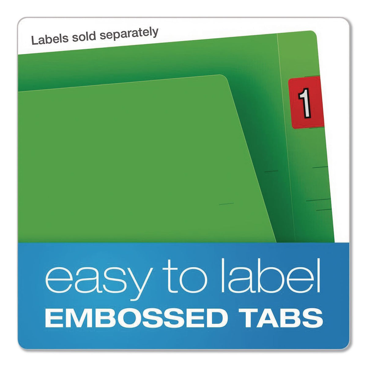 Colored End Tab Folders with Reinforced Double-Ply Straight Cut Tabs, Letter Size, 0.75" Expansion, Green, 100/Box