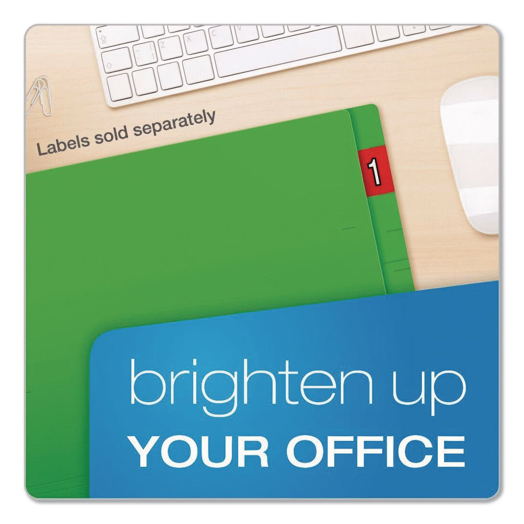 Colored End Tab Folders with Reinforced Double-Ply Straight Cut Tabs, Letter Size, 0.75" Expansion, Green, 100/Box
