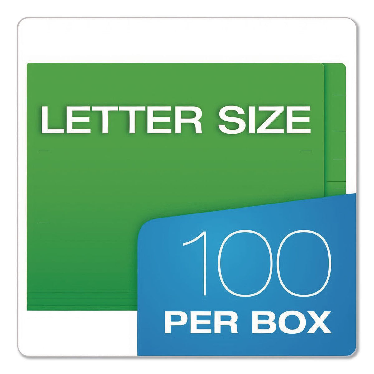 Colored End Tab Folders with Reinforced Double-Ply Straight Cut Tabs, Letter Size, 0.75" Expansion, Green, 100/Box