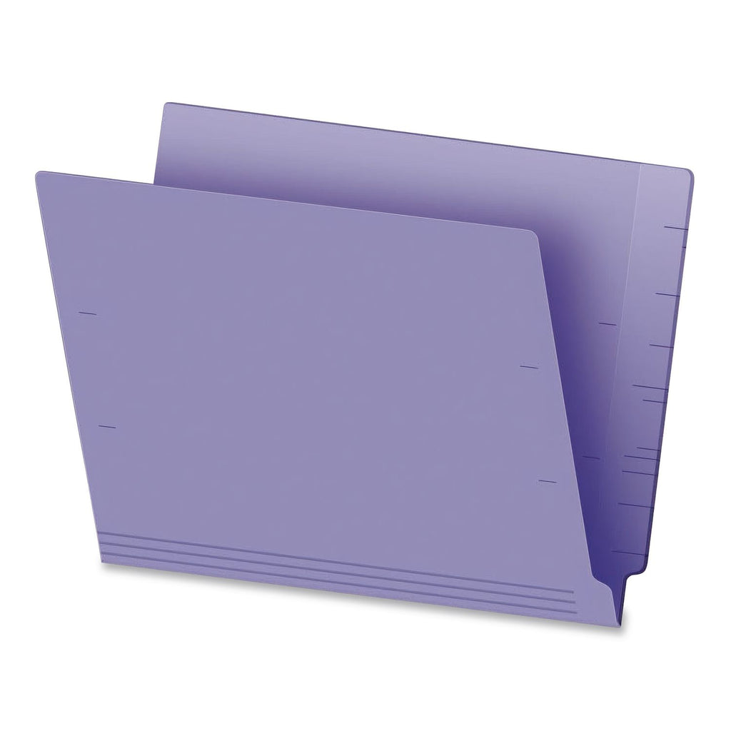 Colored End Tab Folders with Reinforced Double-Ply Straight Cut Tabs, Letter Size, 0.75" Expansion, Purple, 100/Box