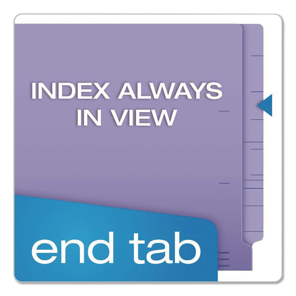 Colored End Tab Folders with Reinforced Double-Ply Straight Cut Tabs, Letter Size, 0.75" Expansion, Purple, 100/Box