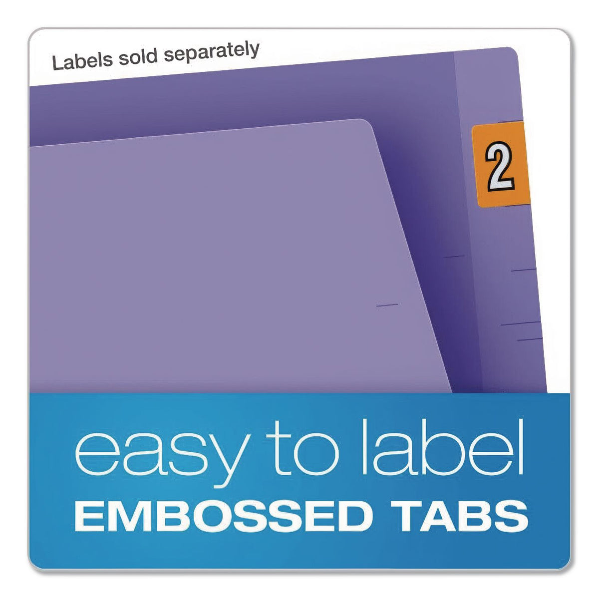 Colored End Tab Folders with Reinforced Double-Ply Straight Cut Tabs, Letter Size, 0.75" Expansion, Purple, 100/Box