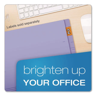 Colored End Tab Folders with Reinforced Double-Ply Straight Cut Tabs, Letter Size, 0.75" Expansion, Purple, 100/Box