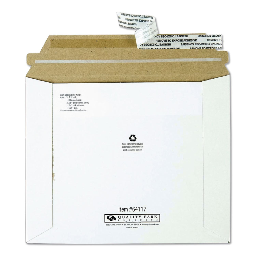 Economy Disk/CD Mailer for CDs/DVDs, Square Flap, Redi-Strip Adhesive Closure, 7.5 x 6.06, White, 100/Carton