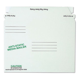 Antistatic Fiberboard Disk CD/DVD Mailer, Cheese Blade Flap, Redi-Strip Adhesive Closure, 6 x 8.63, White, 25/Box
