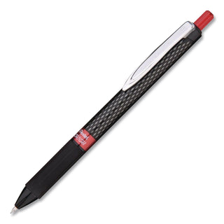 Oh! Gel Pen, Retractable, Medium 0.7 mm, Red Ink, Black Barrel, Dozen