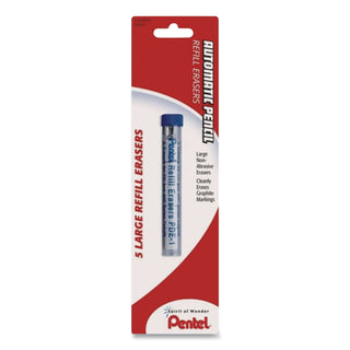 Eraser Refills for Pentel Champ, e-sharp, Jolt, Icy and Quicker Clicker Pencils, Cylindrical Rod, White, 5/Tube