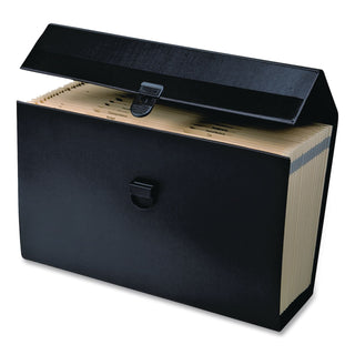 Letter/Legal Expanding Organizer, 15" Expansion, 19 Sections, Buckle Closure, 1/5-Cut Tabs, Legal Size, Black