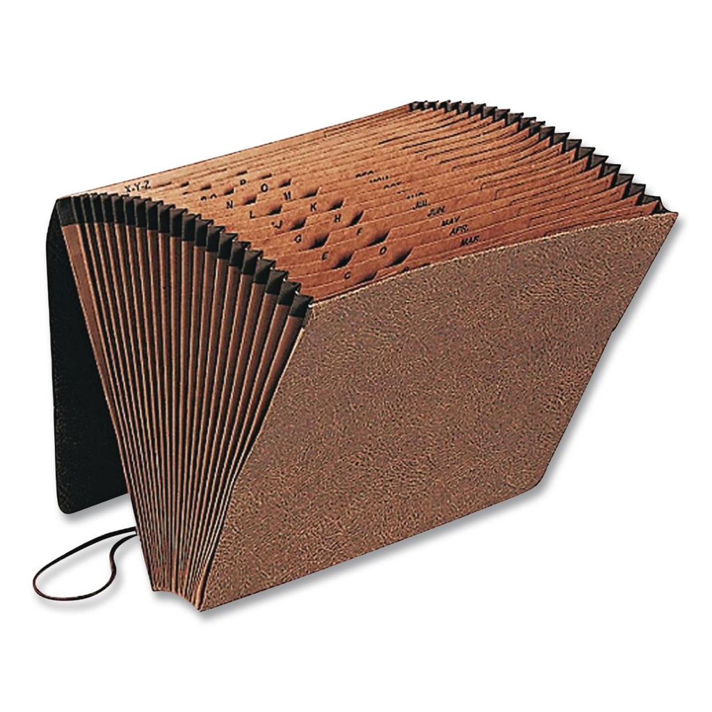 All Purpose Expanding File, 2" Expansion, 21 Sections, Elastic Cord Closure, 2/5-Cut Tabs, Letter Size, Red Fiber