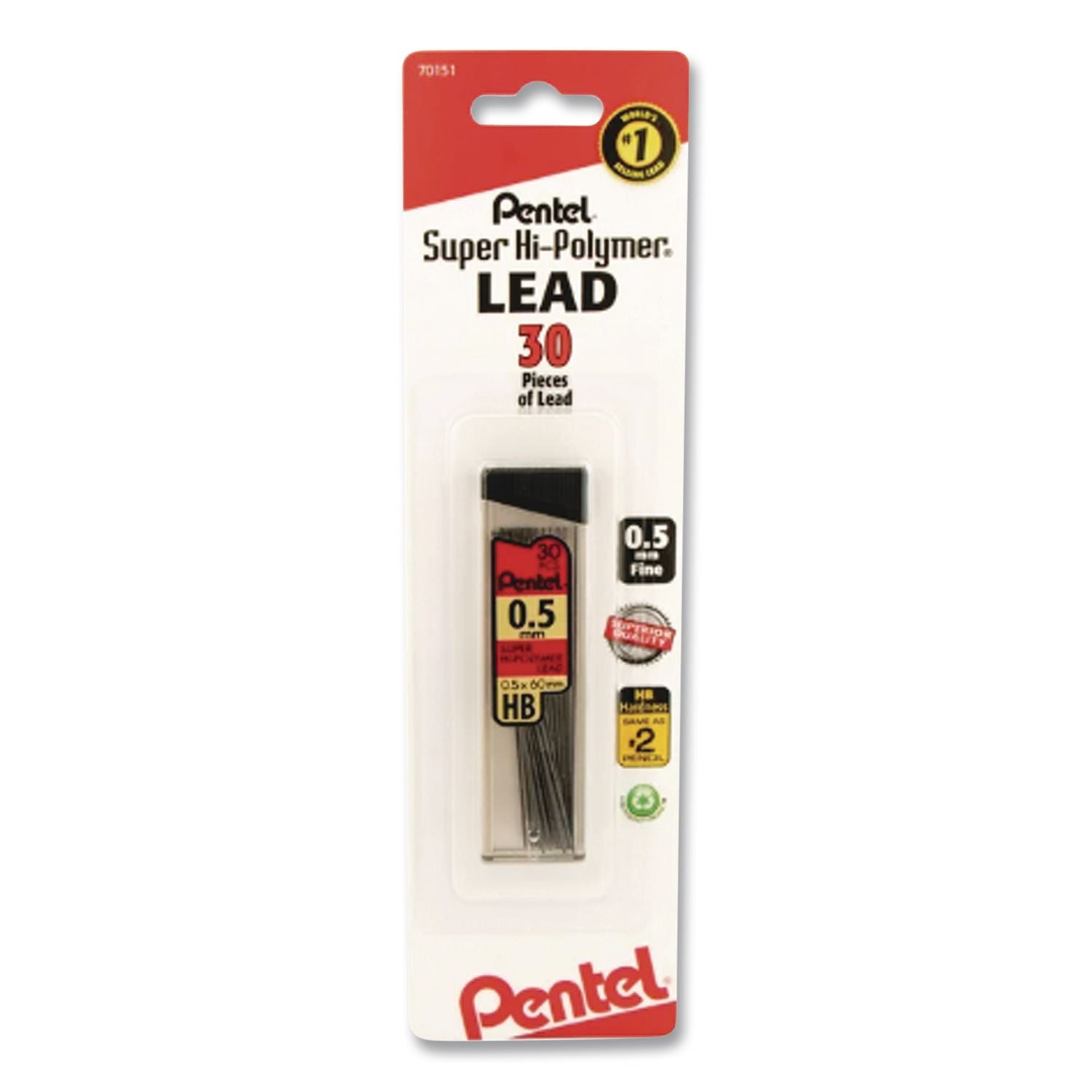 Super Hi-Polymer Lead Refill Value Pack, 0.5 mm; 0.7 mm, HB, Black, 30/Tube, 6 Tubes/Pack