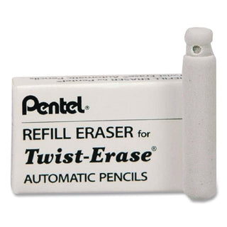Eraser Refills for Pentel Side FX and Twist-Erase Pencils, Cylindrical Rod, White, 3/Tube