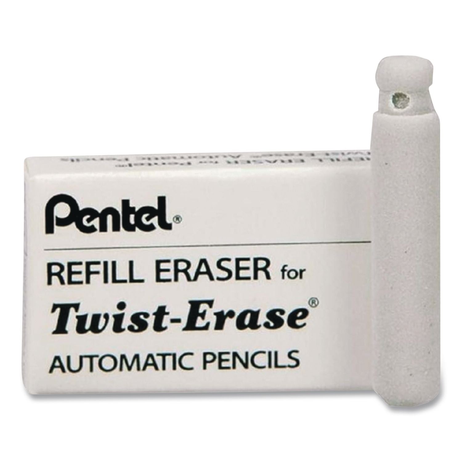 Eraser Refills for Pentel Side FX and Twist-Erase Pencils, Cylindrical Rod, White, 3/Tube