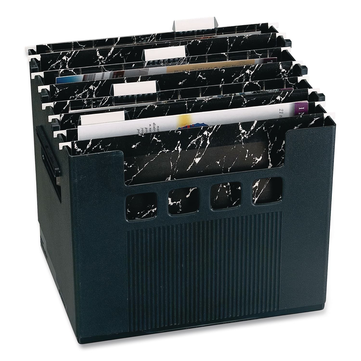 Portable Desktop File With Hanging Folders, Letter Size, 10" Long, Black