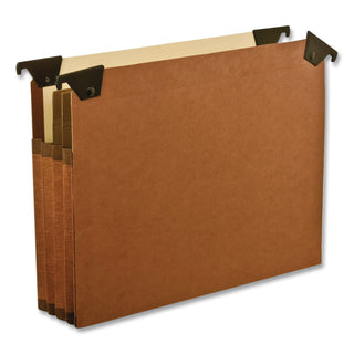 Premium Expanding Hanging File Pockets with Swing Hooks and Dividers, 3 Dividers with 1/5-Cut Tabs, Letter Size, Brown, 5/Box