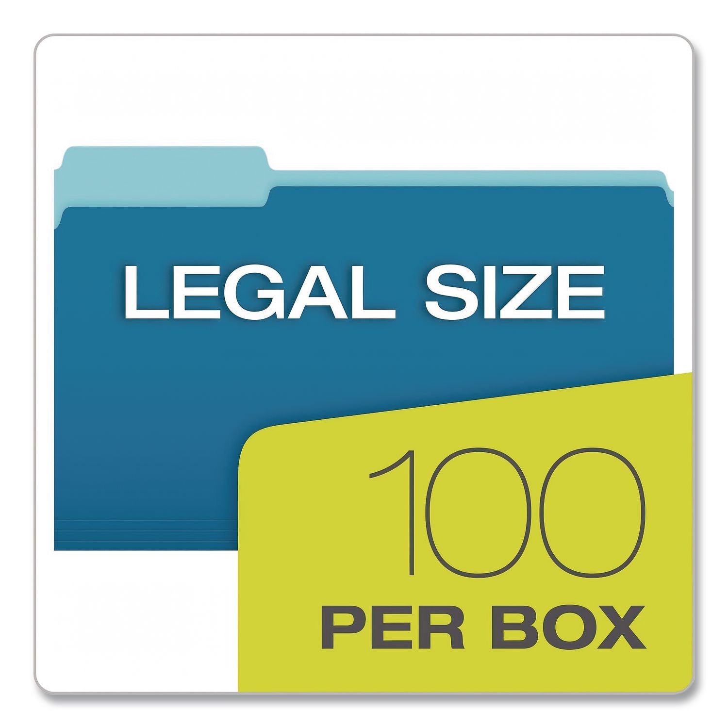 Interior File Folders, 1/3-Cut Tabs: Assorted, Legal Size, Assorted Colors, 100/Box