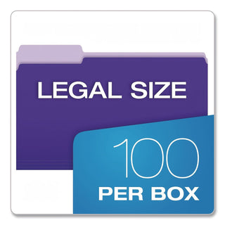 Interior File Folders, 1/3-Cut Tabs: Assorted, Legal Size, Violet, 100/Box