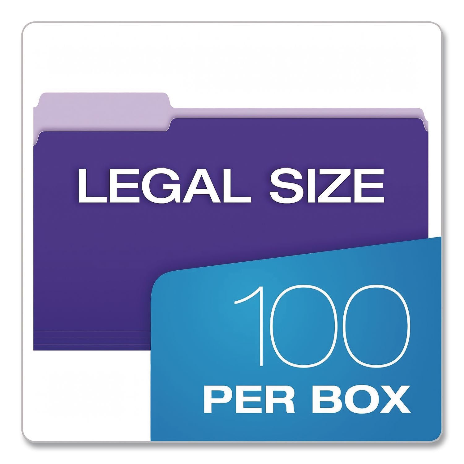 Interior File Folders, 1/3-Cut Tabs: Assorted, Legal Size, Violet, 100/Box
