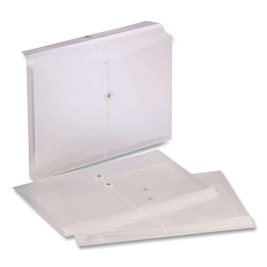 Poly String and Button Envelope, String/Button Closure, 8.5 x 14, Clear, 3/Pack