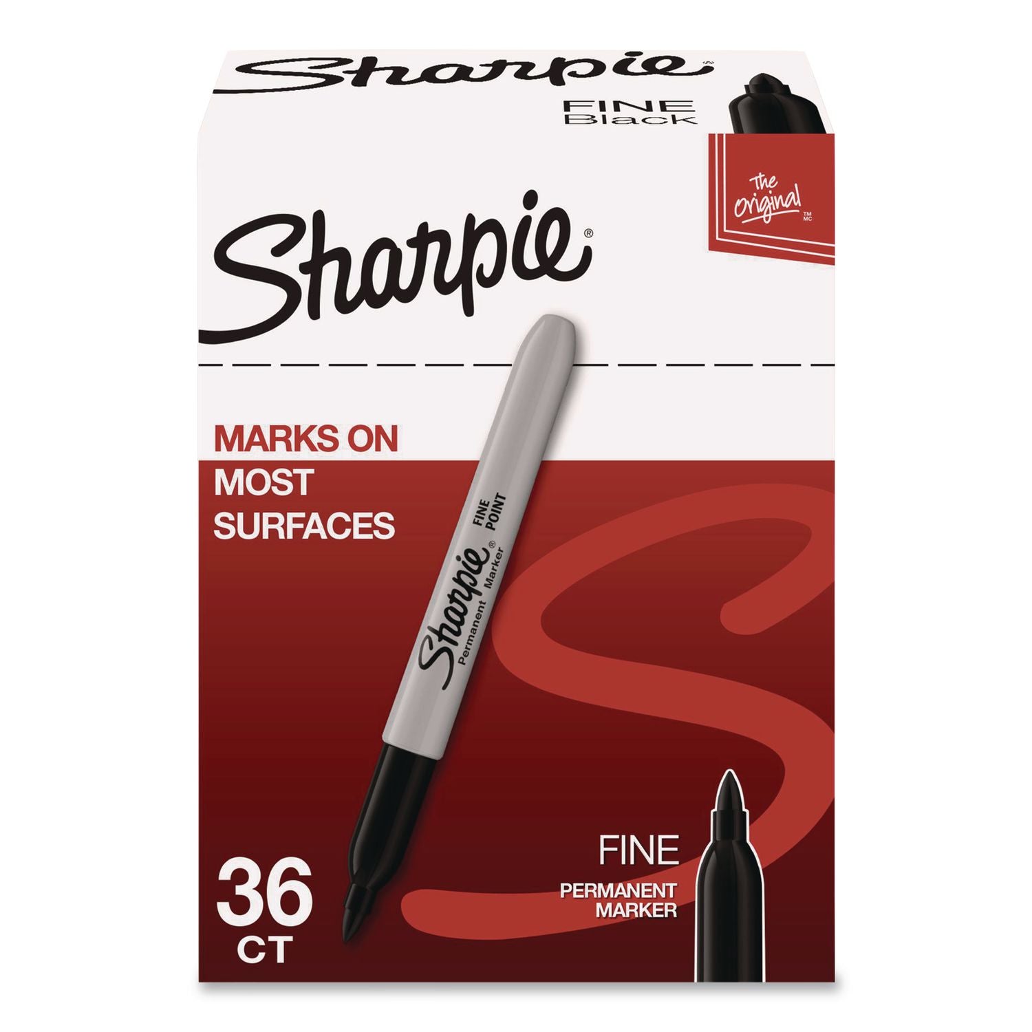 Fine Tip Permanent Marker Value Pack, Fine Bullet Tip, Black, 36/Pack