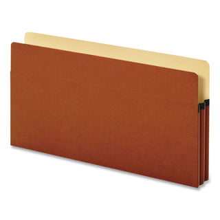 Smart Shield File Pocket, 3.5" Expansion, Legal Size, Red Fiber, 10/Box