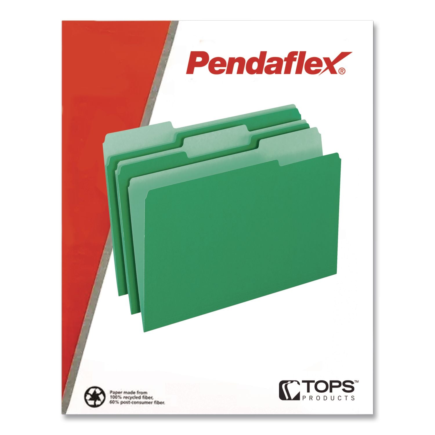 Colored File Folders, 1/3-Cut Tabs: Assorted, Legal Size, Green/Light Green, 100/Box
