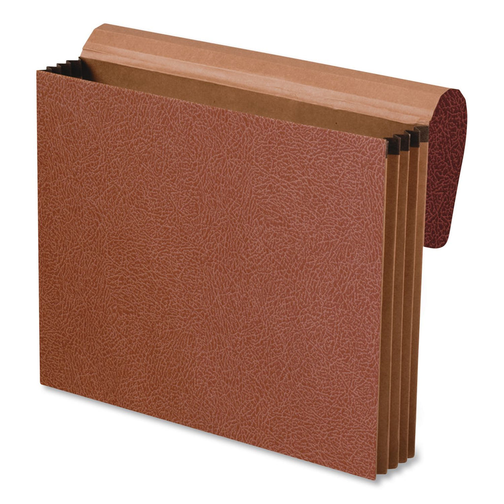 Standard Expanding Wallet with Fiber Gussets, 3.5" Expansion, 1 Section, Elastic Cord Closure, Letter Size, Red Fiber