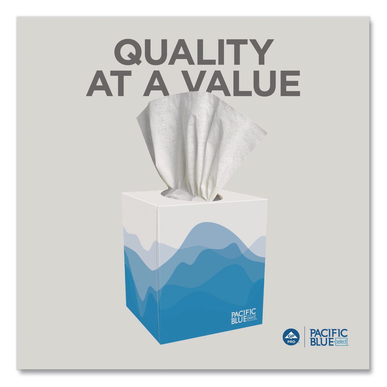Pacific Blue Select Cube Box Facial Tissue, 2-Ply, White, 100 Sheets/Box, 36 Boxes/Carton