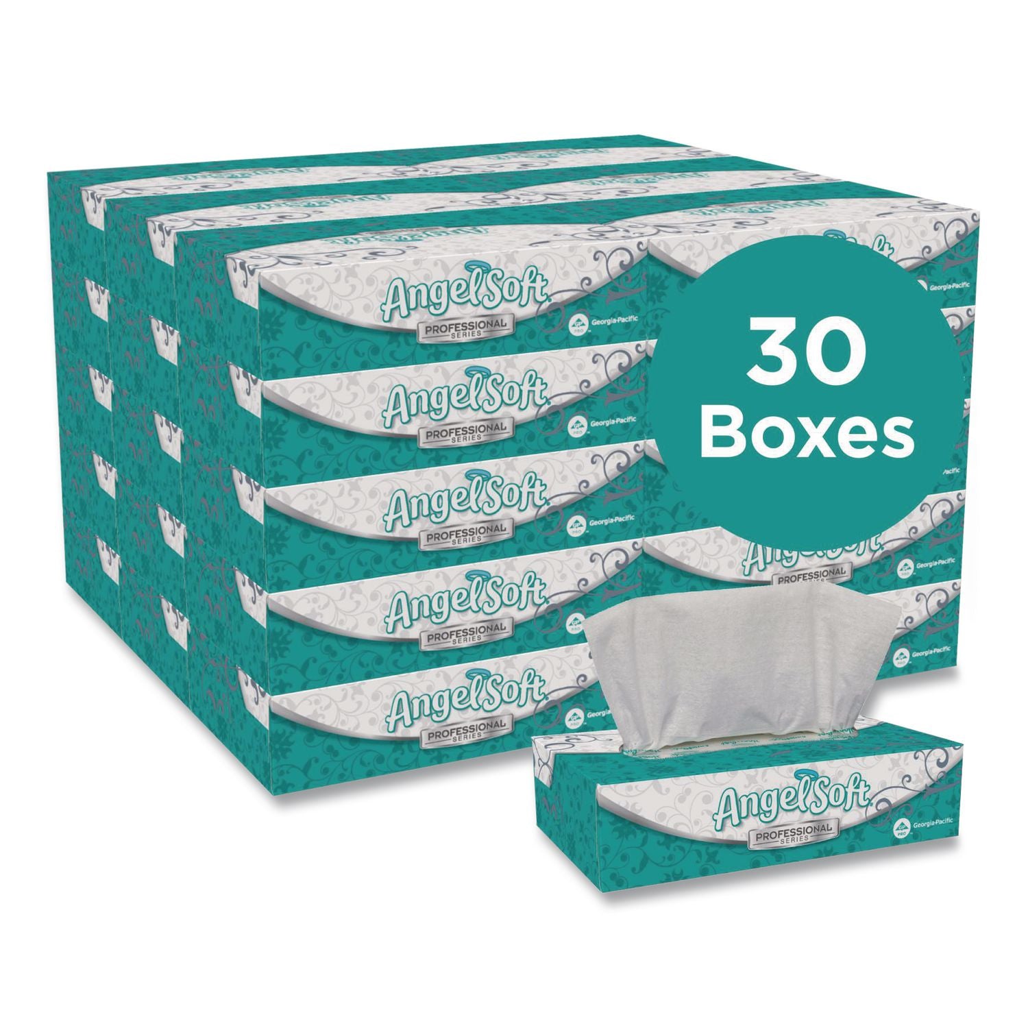 Premium Facial Tissues in Flat Box, 2-Ply, White, 100 Sheets, 30 Boxes/Carton