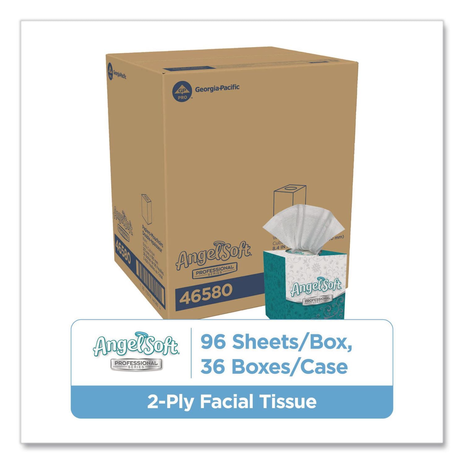 Premium Facial Tissue in Cube Box, 2-Ply, White, 96 Sheets/Box, 36 Boxes/Carton