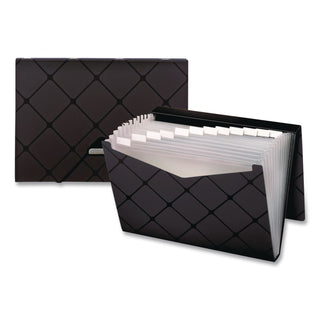 Poly Expanding File, 1.5" Expansion, 13 Sections, Cord/Hook Closure, 1/12-Cut Tabs, Letter Size, Black