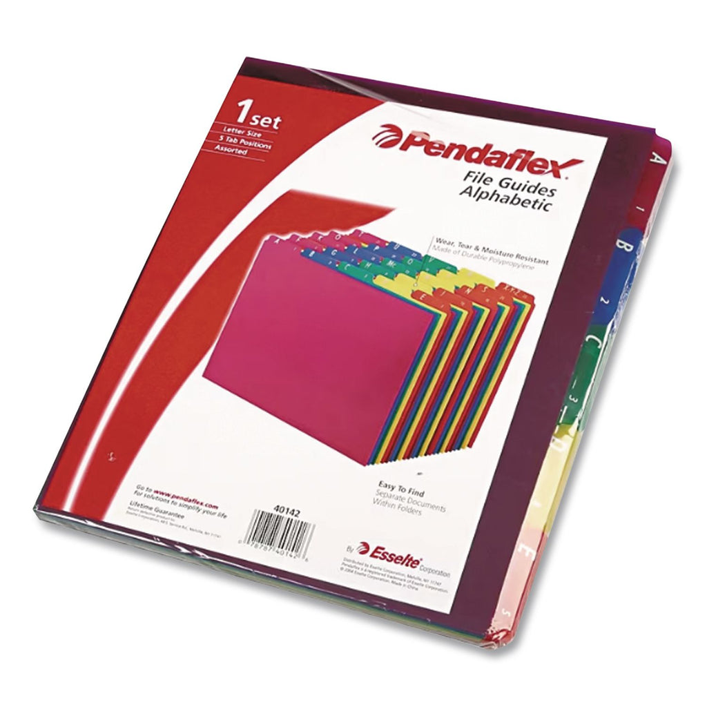 Poly Top Tab File Guides, 1/5-Cut Top Tab, A to Z, 8.5 x 11, Assorted Colors, 25/Set