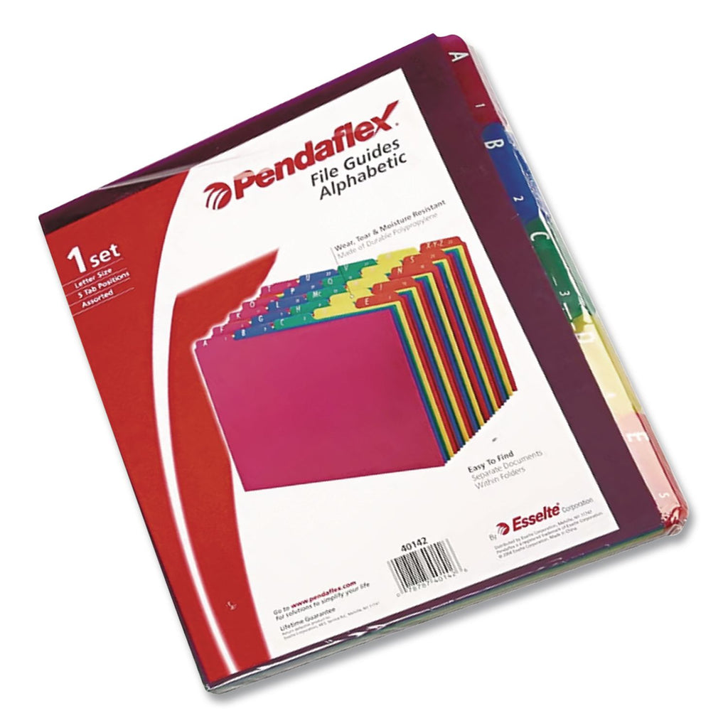 Poly Top Tab File Guides, 1/5-Cut Top Tab, A to Z, 8.5 x 11, Assorted Colors, 25/Set