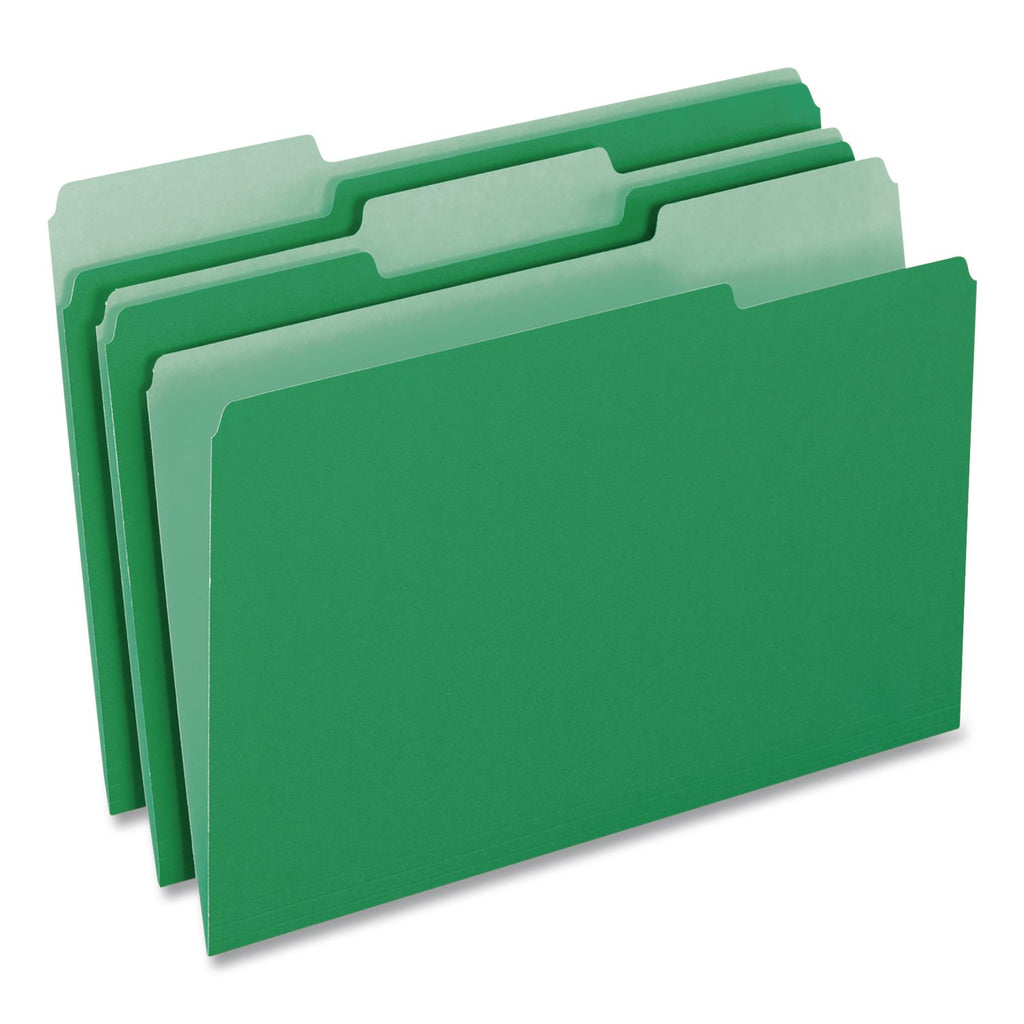 Interior File Folders, 1/3-Cut Tabs: Assorted, Letter Size, Bright Green, 100/Box