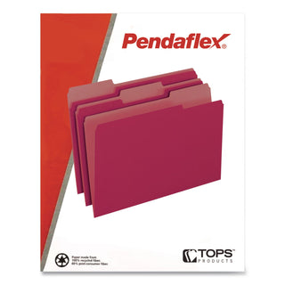 Interior File Folders, 1/3-Cut Tabs: Assorted, Letter Size, Burgundy, 100/Box