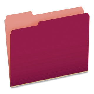 Interior File Folders, 1/3-Cut Tabs: Assorted, Letter Size, Burgundy, 100/Box