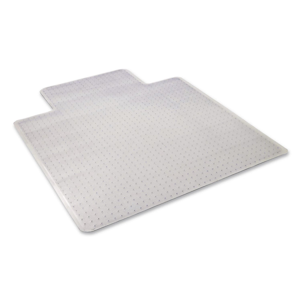 Occasional Use Studded Chair Mat for Flat Pile Carpet, 45 x 53, Wide Lipped, Clear