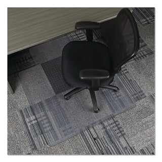 Occasional Use Studded Chair Mat for Flat Pile Carpet, 45 x 53, Wide Lipped, Clear