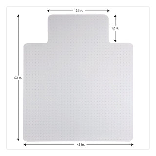 Occasional Use Studded Chair Mat for Flat Pile Carpet, 45 x 53, Wide Lipped, Clear