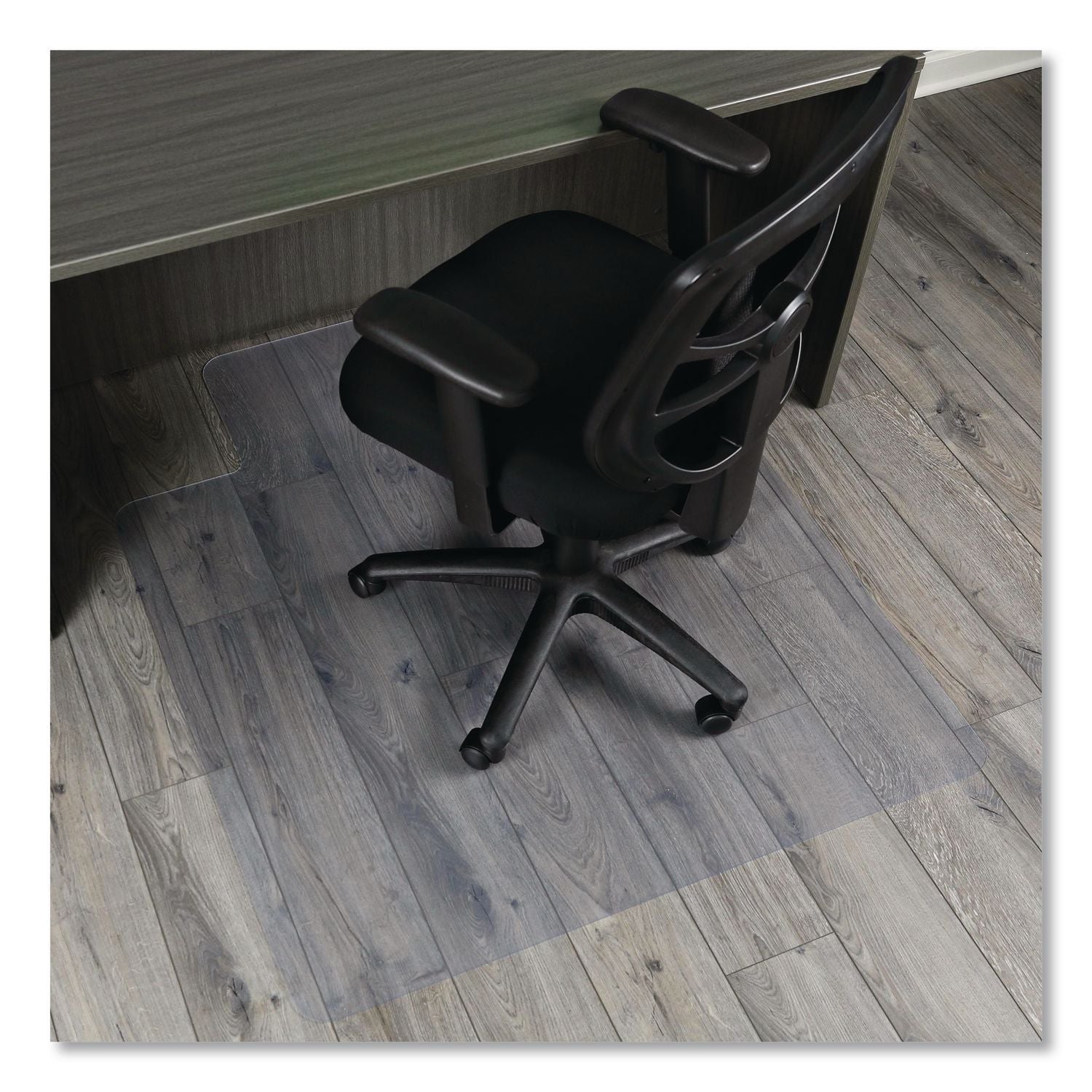 All Day Use Non-Studded Chair Mat for Hard Floors, 45 x 53, Wide Lipped, Clear