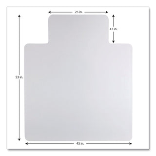 All Day Use Non-Studded Chair Mat for Hard Floors, 45 x 53, Wide Lipped, Clear