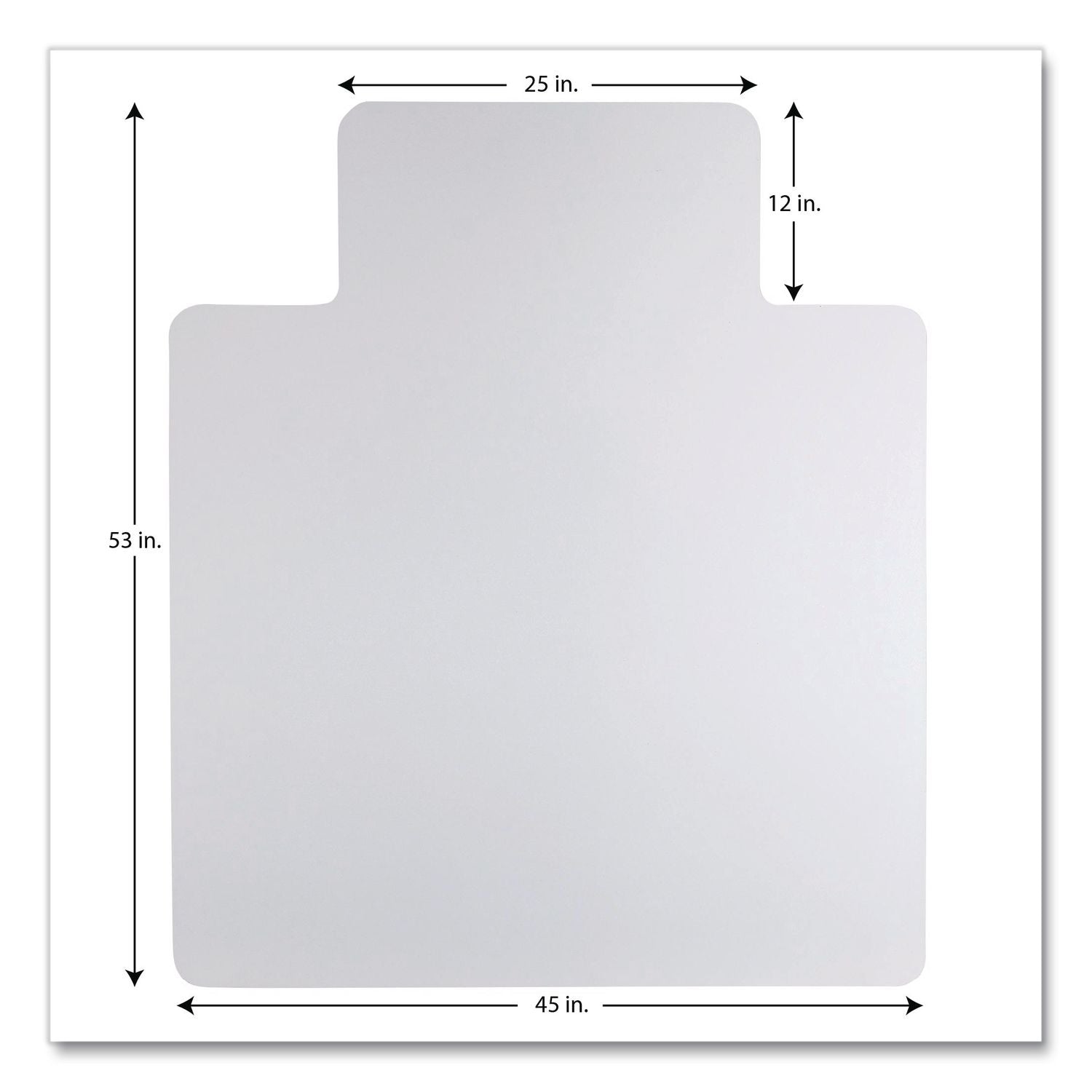 All Day Use Non-Studded Chair Mat for Hard Floors, 45 x 53, Wide Lipped, Clear