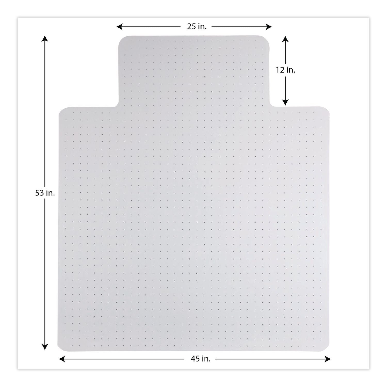 Moderate Use Studded Chair Mat for Low Pile Carpet, 45 x 53, Wide Lipped, Clear