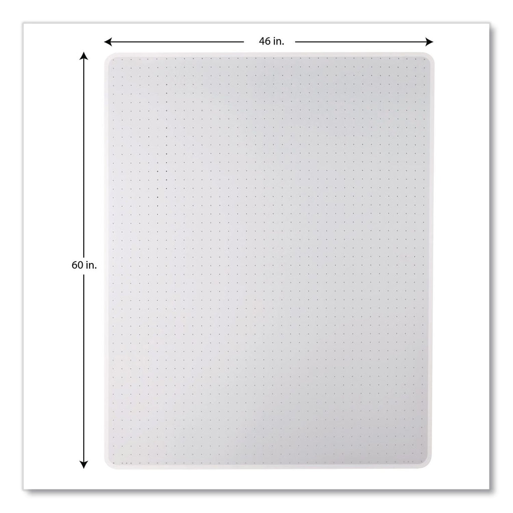Occasional Use Studded Chair Mat for Flat Pile Carpet, 46 x 60, Rectangular, Clear