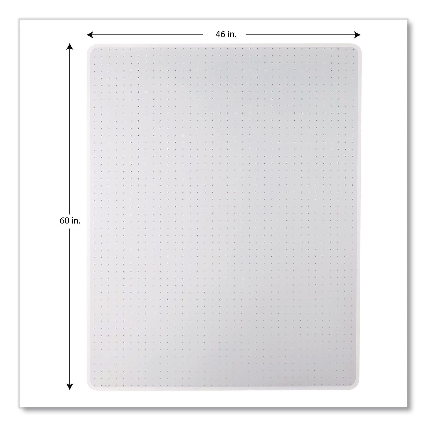 Occasional Use Studded Chair Mat for Flat Pile Carpet, 46 x 60, Rectangular, Clear